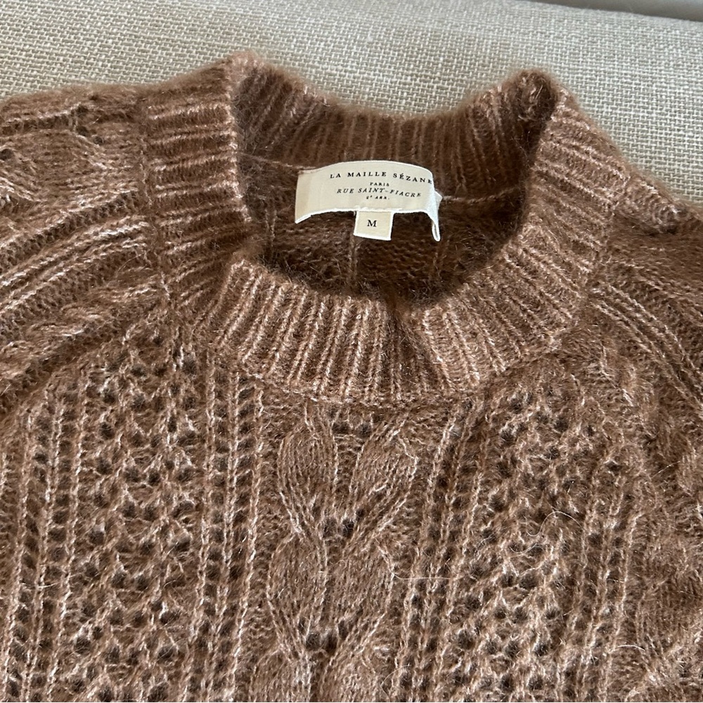 NEW Sezane Scarlett Jumper Tan Camel Sweater French Wool Mohair - Picture 7 of 11